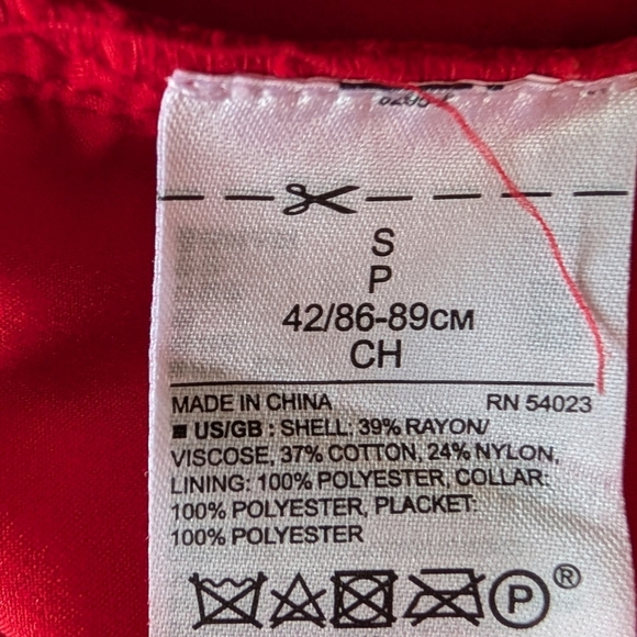 Banana Republic Red Lace Shirt Dress Size S - Bell Sleeves Collared Mini Dress - Picture 9 of 13